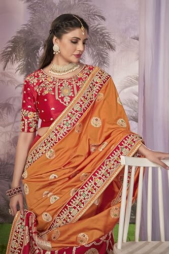 MANOHARI Banarasi Silk Woven Saree With Heavy Embroidery Blouse Piece_Mn1873-1 - Women, Yellow