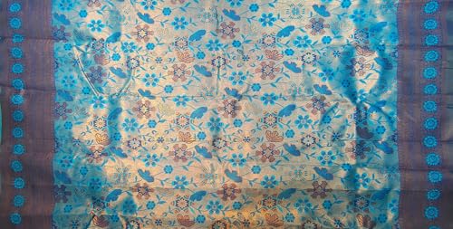 SREE KUMARAN Women's Kanchipuram Kubera Silk Pure Pattu Saree - Flower Border With Blouse (VSK571-1)