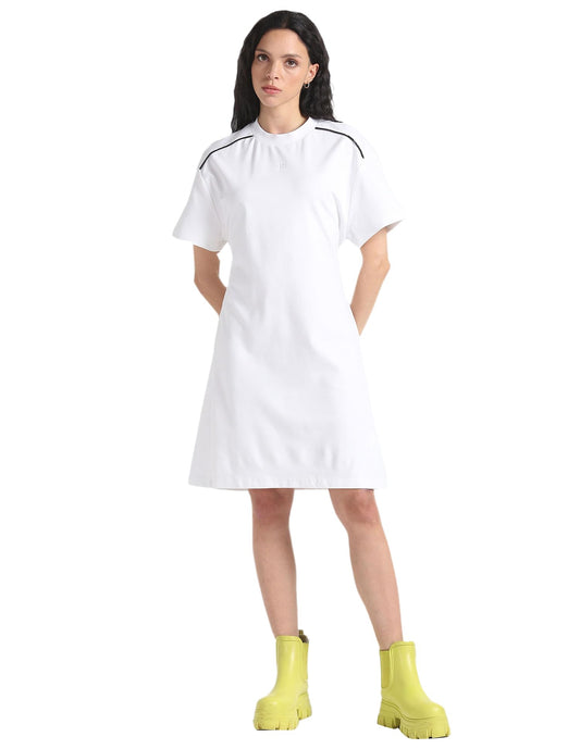 Calvin Klein Women's Viscose T-Shirt Dress Knee-Length J221121YAF_Bright White