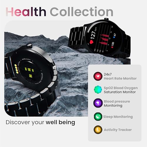 GOBOULT Rover Pro Smart Watch 1.43'' AMOLED, Free Straps, Bluetooth Calling, IP68, Zinc Alloy Frame, 1000 Nits Brightness, AI Voice Assistant, SpO2, 120+ Sports Mode Smartwatch (Metal Black)