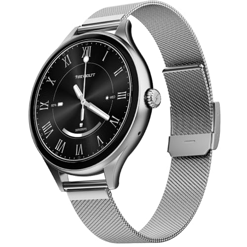 Fire-Boltt Phoenix Air Smart Watch 1.26” Round Display, Rotating Button, Wireless Charging, Ultra Lightweight Metal Body, Bluetooth Calling, Smartwatch with Silicone & Mesh Steel Straps Titan Silver