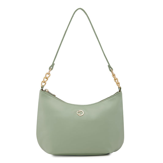 Caprese Perline Baguette, Mint-Medium | Stylish Solid Designed Handbag for Women with Spacious Compartment | Secure Top Zip | Perfect for Casual/Party & Daily Outings