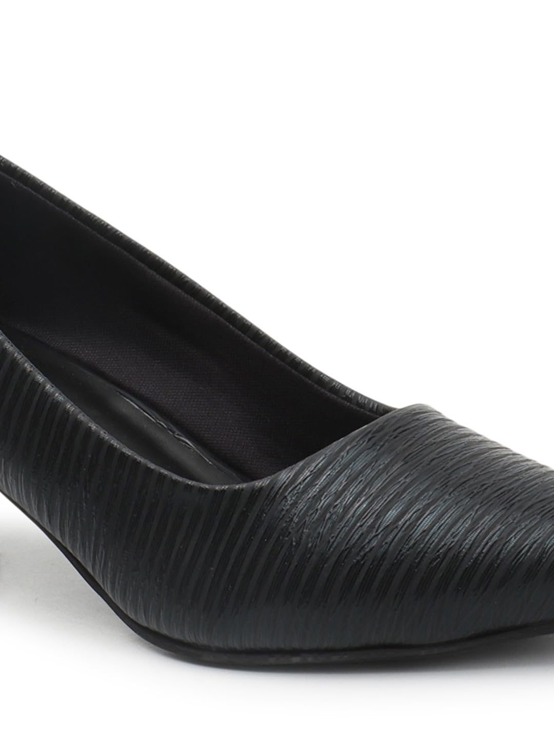 Carlton London Women Black Stylish Slip-on Pump Shoes with Stiletto Heels, Pointed Toe (39)