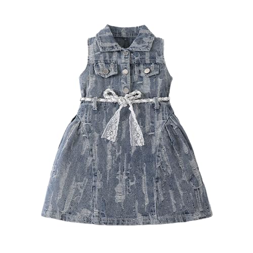 Hopscotch Girls Shirt Collared Denim Dress in Grey Color for Age (5-6 Years)