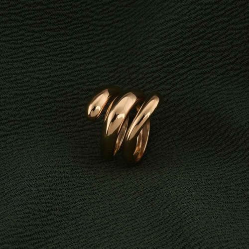 PALMONAS Spiral Three Layer Gold Ring Gifts For Girlfriend (Size-7) | Gift For Women & Girls