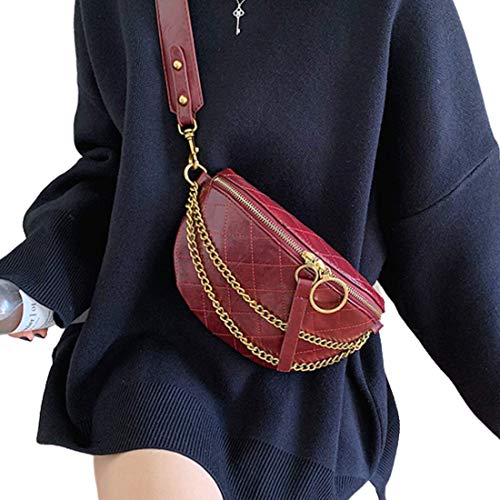 VISMIINTREND Fashion Luxury Vegan Leather Chest Waist Sling Crossbody Bags for Girls and Women | Gifts | Sister | Wife | Birthday (Maroon)