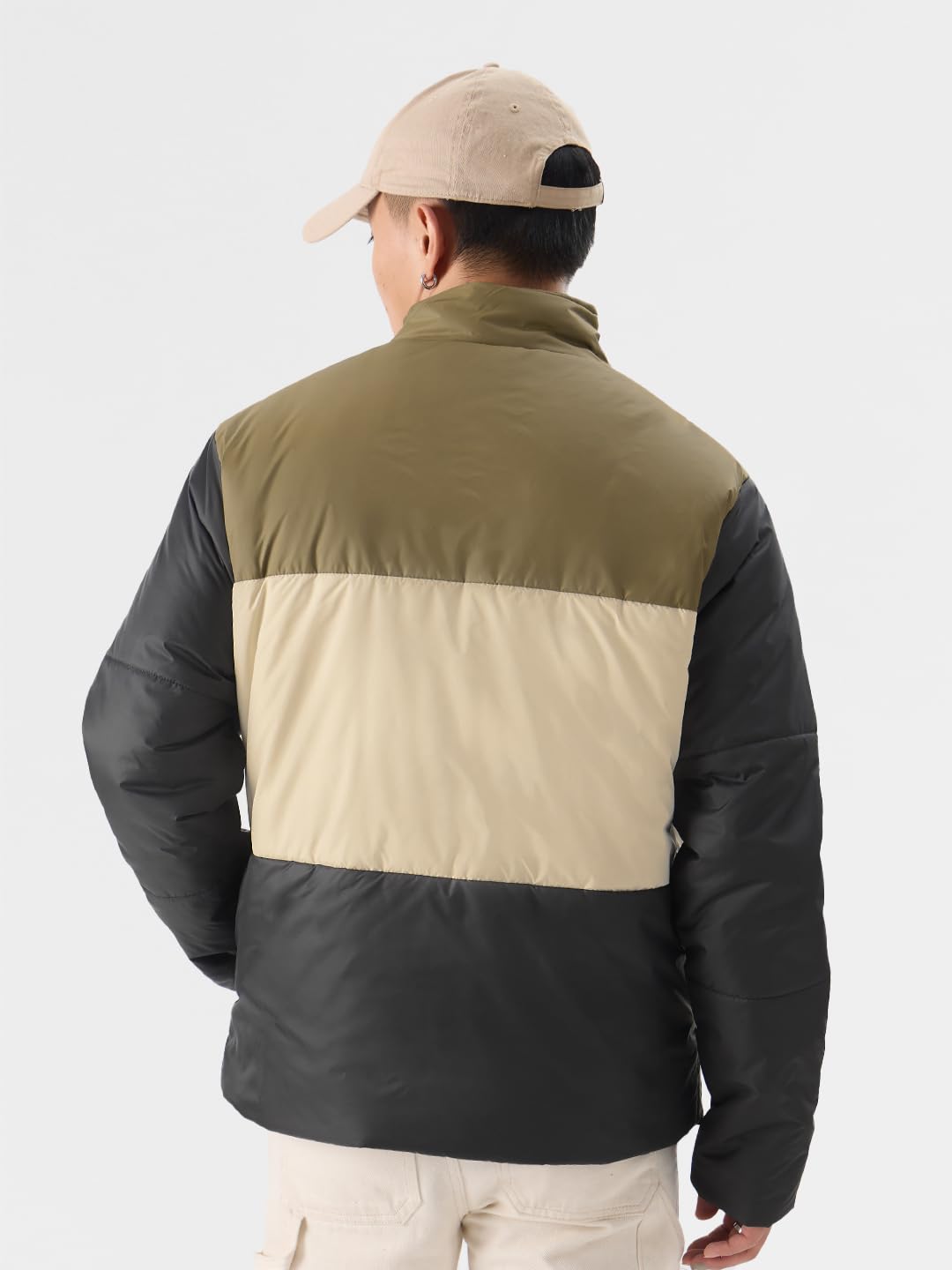 The Souled Store Solids: Black, Cream, Khaki (Colourblock) Men Puffer Jackets