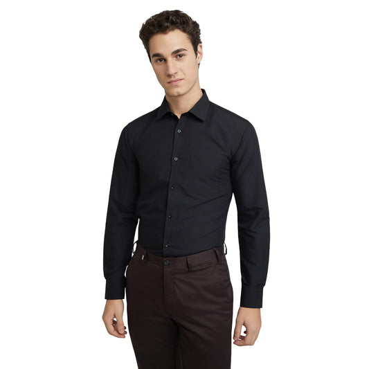 Park Avenue Men's Solid Slim Fit Shirt (PMSX17854-K8_Black