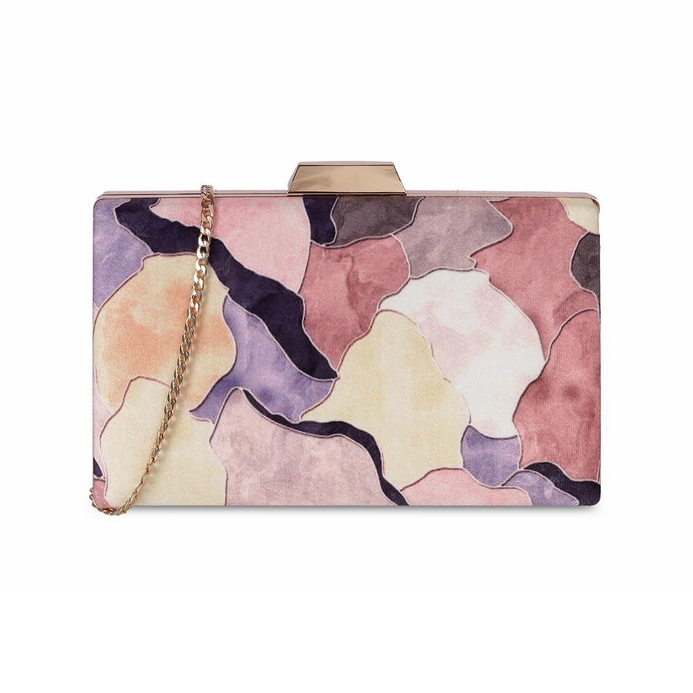 Mochi Women's Peach Fashionable Faux Leather Party Clutch (38-148)
