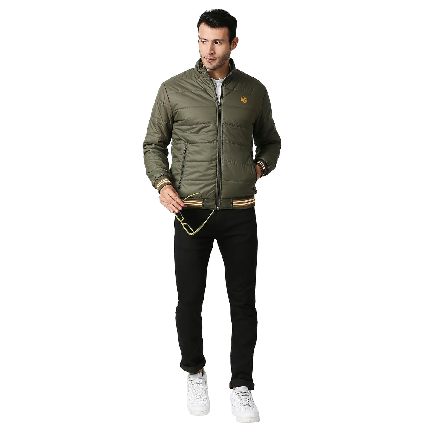 Pepe Jeans Men's Polyester A-Line Standard Length Coat (PM402730_Olive_M)