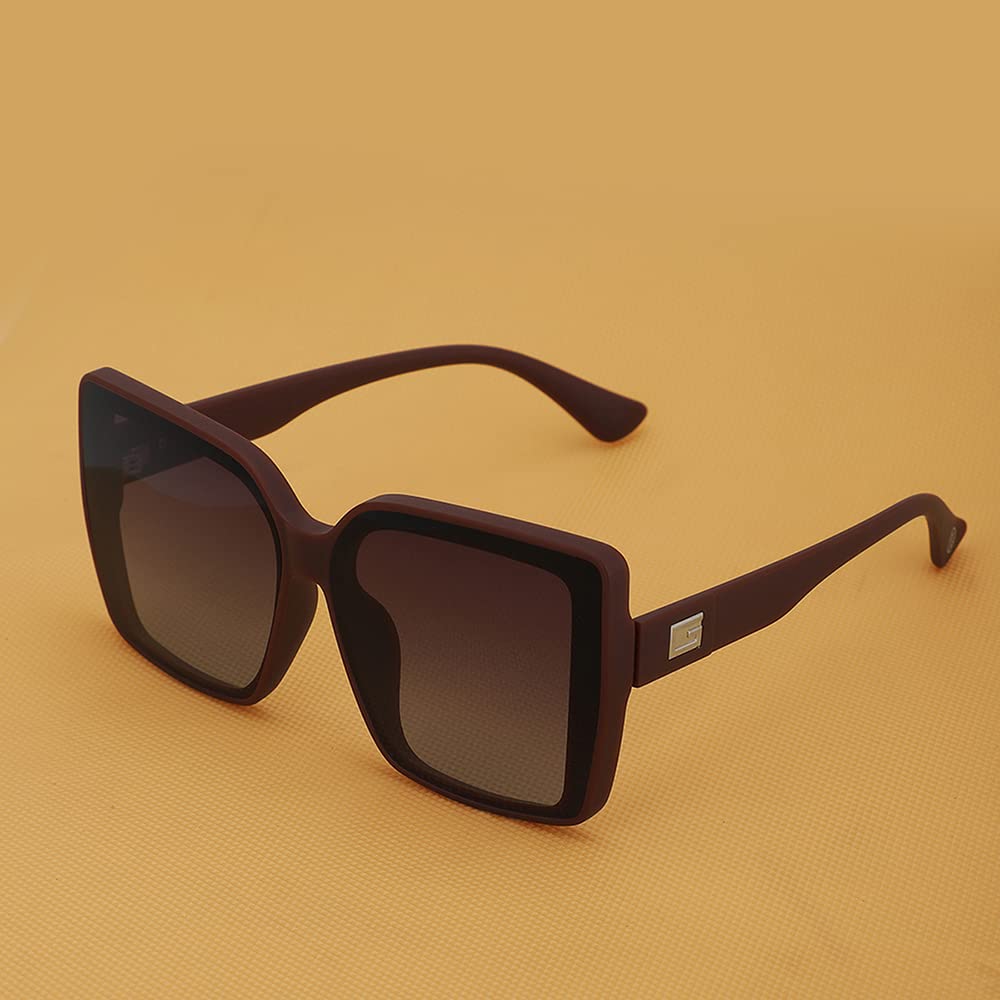 Carlton London-Premium-Women's-Brown Toned Polarised and UV Protected Lens Oversized SunglassesCLSW166