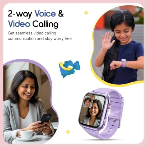 sekyo Neo AI -India's First AI-Powered Smart Watch for Kids | AI Learning Coach, Video Call, GPS Tracker, Habit Coach| Edu-Games, Step Count, SOS, Parental Control | Kids Smartwatch for Boys/Girls