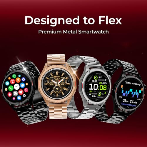 Fastrack Marvellous FX1 1.43" AMOLED Smart Watch with SpO2 Monitoring, Sleep & Mood Tracking, Bluetooth Calling, AI Voice Assistant, Alloy Case – Smartwatch for Men & Women (Rose Gold)