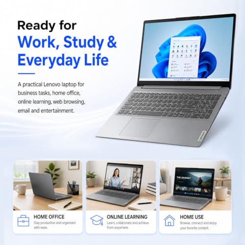 Lenovo IdeaPad 1 15.6“ Laptop | AMD Athlon Processor | 8GB RAM | 128GB eMMC | Full-Size Keyboard & Numepad | Wi-Fi 6 | Win 11 | Privacy Webcam | for School, Home and Everyday Use