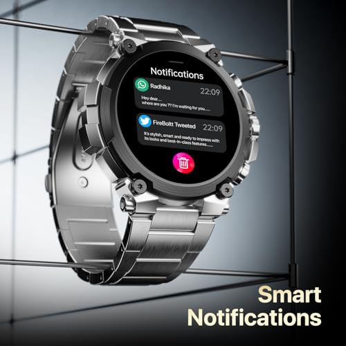 Fire-Boltt Dominian 36.3mm (1.43 inch) AMOLED Display, Stainless Steel Design, 466 * 466 px Resolution, Bluetooth Calling, Multiple Sports Modes, Health Mode, IP67, Weather Updates (Black Silver)