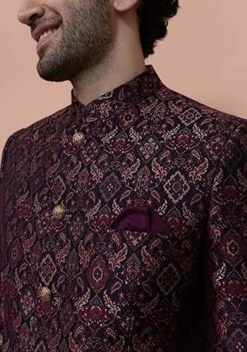 KISAH Men Maroon Ethnic Motifs Bandhgala, 38