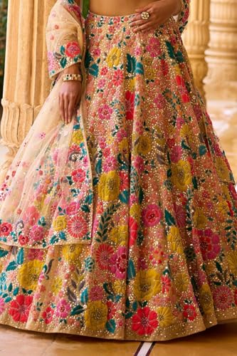 AG Clothing Women's Georgette Semi Stitched Lehenga Choli With Dupatta, Designer Sequin Embroidery Work, Traditional Ethnic Wear Wedding Lehenga for Women