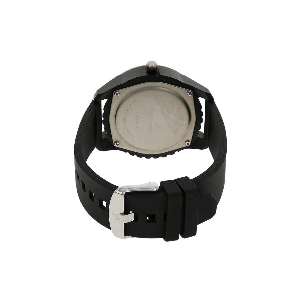 Fastrack Silicone Casual Analog Black Dial Men's Watch-Nl3114Pp03/Np3114Pp03, Band Color:Black
