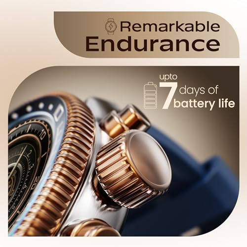 GOBOULT Newly Launched Saber Smart Watch 1.43'' AMOLED Display, BT Calling, Rotating Bezel, 200+Watchfaces, 700 Nits Brightness, AI Voice Assistant, SpO2 Monitoring, 120+ Sports Mode (Blue)