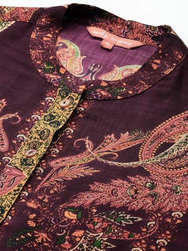 Aarke Ritu Kumar Wine Tuberose Full Sleeve Shirt with Camisole