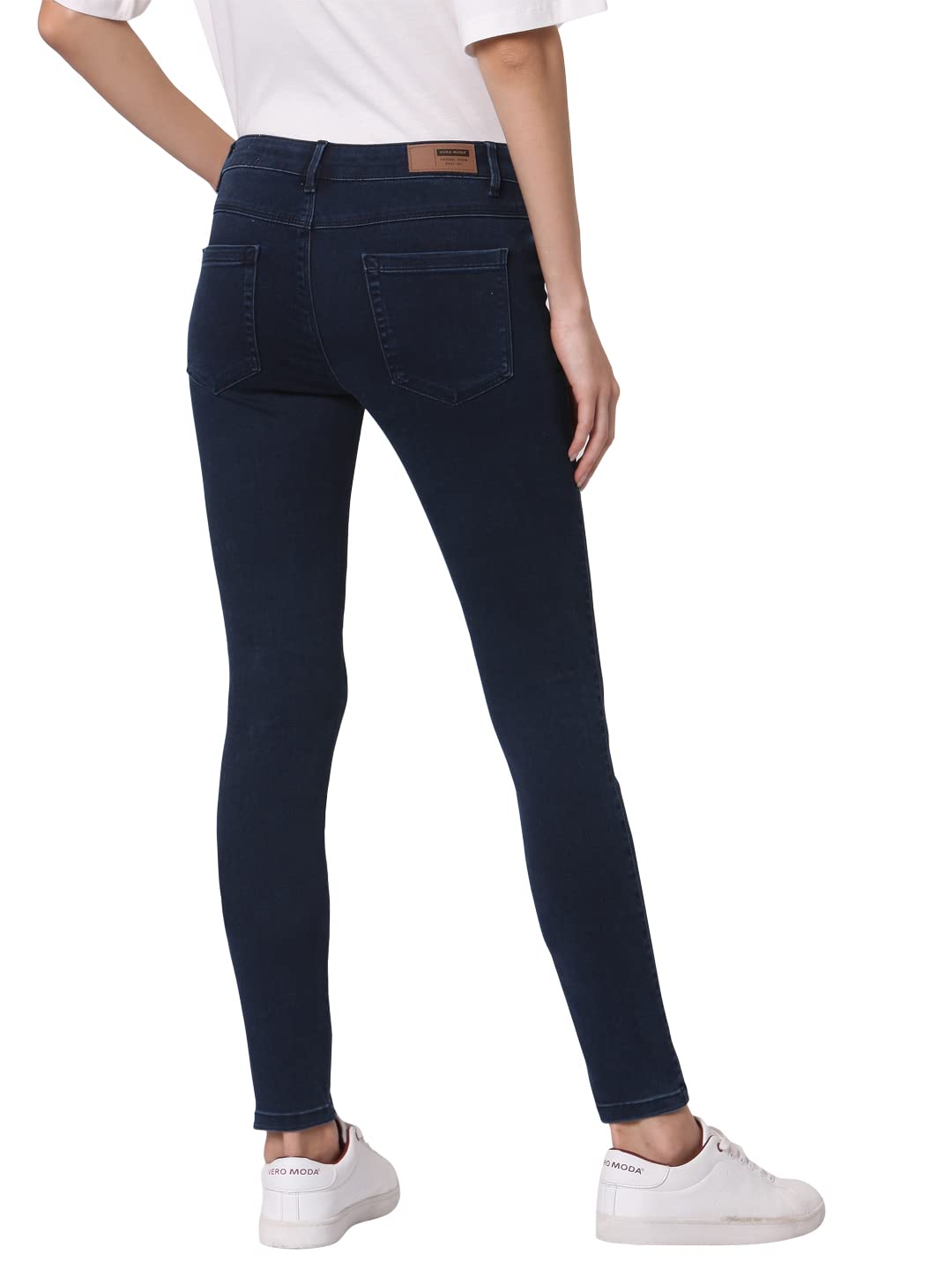VERO MODA Women's Cotton Blend Skinny Fit Blue Classic Jeans_28