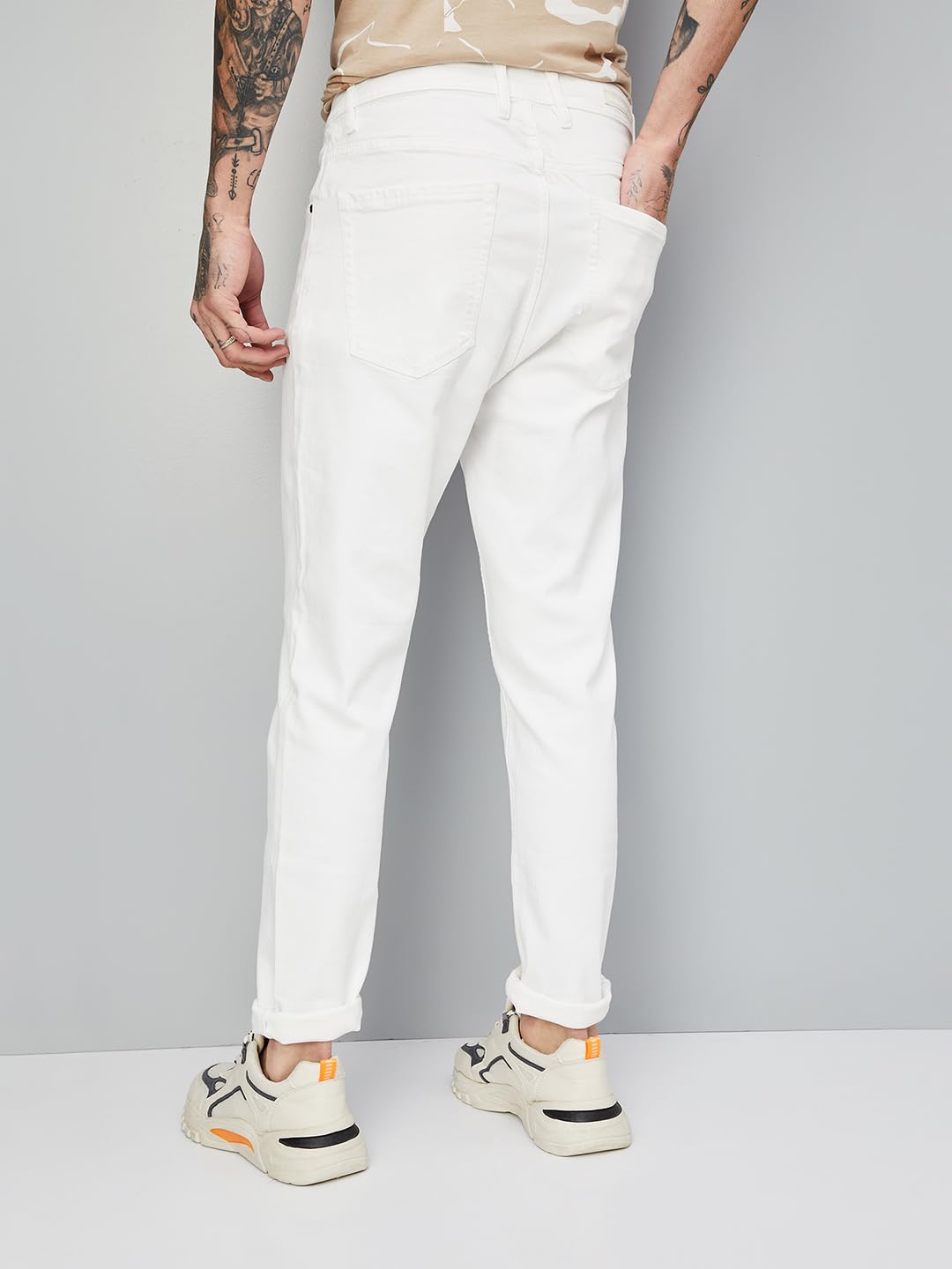 Max Men's Mid Rise Slim Jeans (DMBCAFES2302GVWHITE, 32