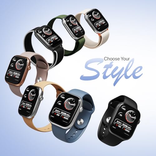 Fire-Boltt Ninja X Ring Smart Watch with 1.96” Large Display, Bluetooth Calling, Wireless Charging, AI Voice Assistant, 500+ Watch Faces, Health Suite, Smart Watch for Man & Woman – Blue S