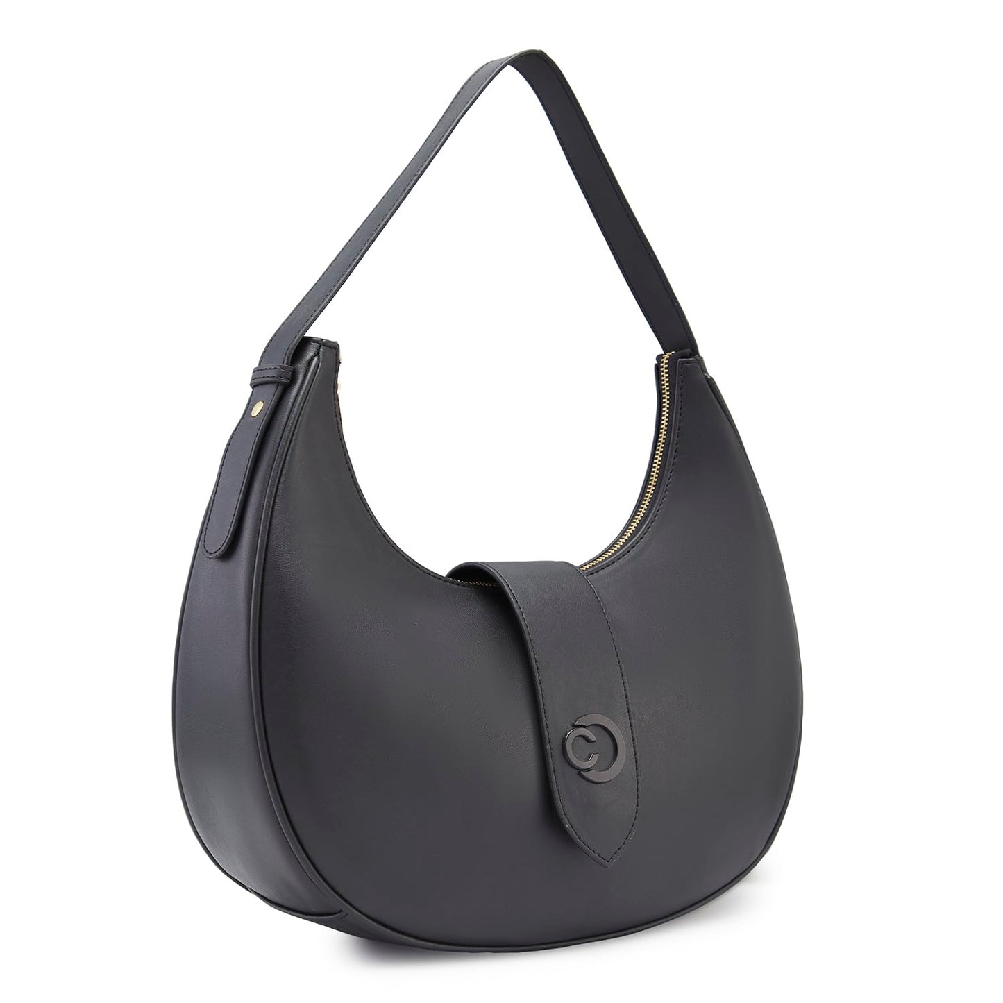 Caprese Celia Hobo, Black-Large | Solid Designed Shoulder Bag for Women | Spacious Compartment | Perfect for Casual & Daily Use
