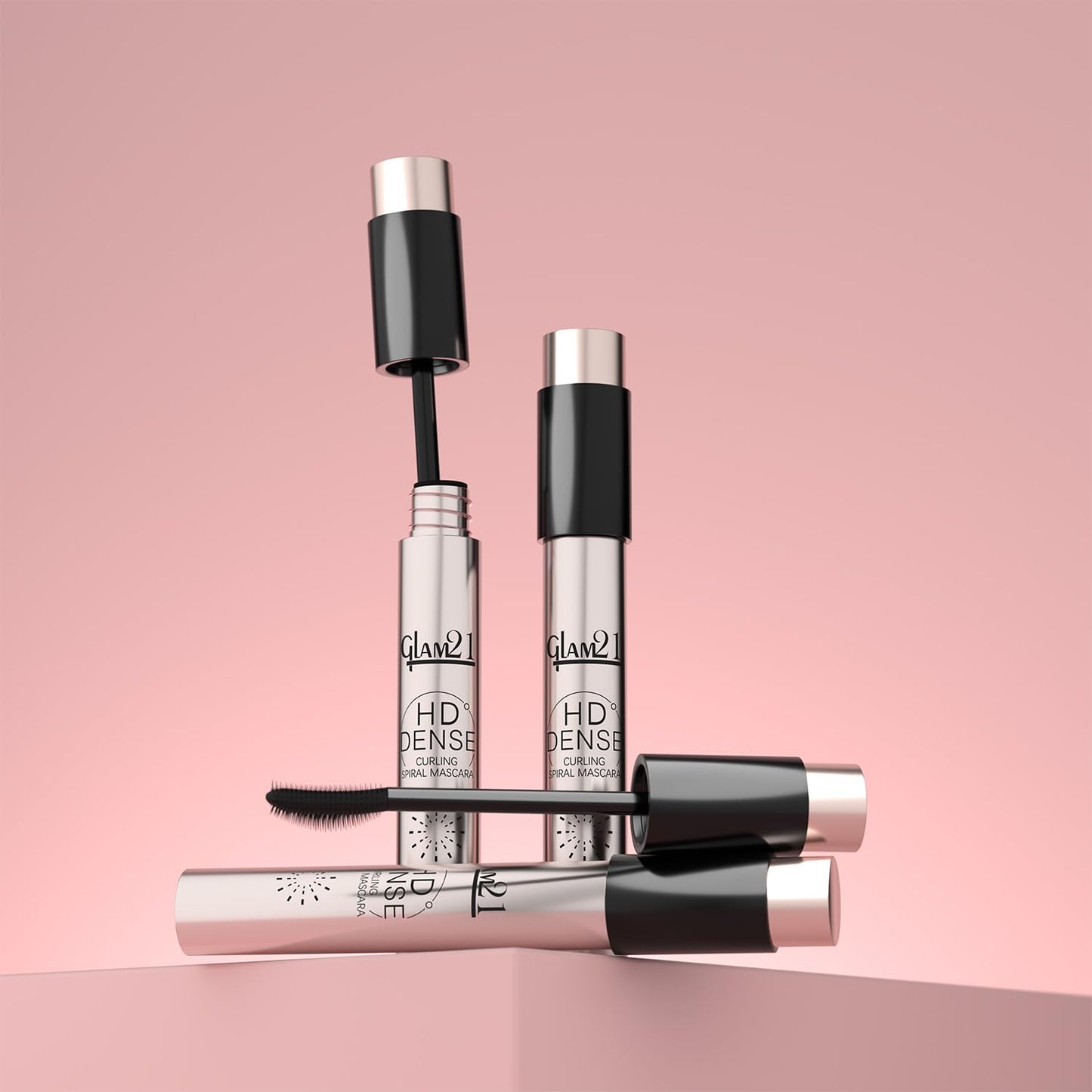 Glam 21 HD Dense Mascara, With Petite Brush, Thermal Sensitive Technology, Smudge Proof, Water Proof, Voluminous Eyelashes, 16 Hours Long-wear (Black) | 10ml