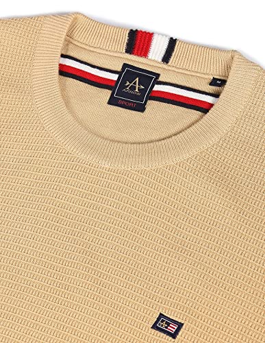 Arrow Men Beige Pure Cotton Patterned Knit Sweater