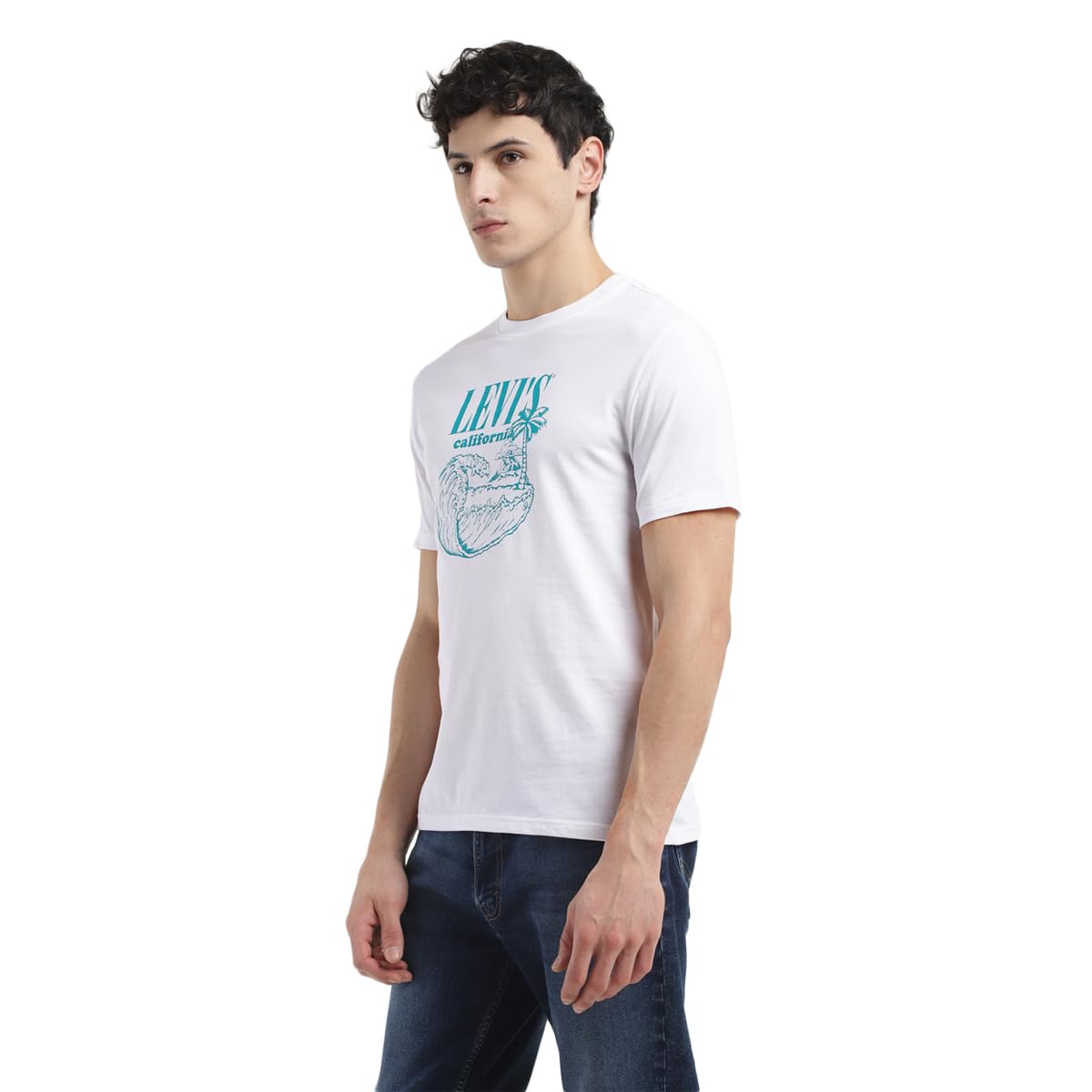 Levi's Men's Crew Neck Regular Fit Graphic T-Shirts White