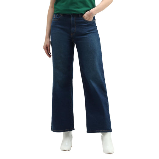 U.S. POLO ASSN. High Rise Wide Leg Jeans (UWAW24JEN266_Blue_28)