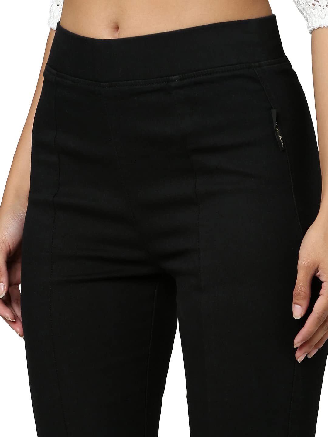 Only Women's Cotton Blend Fit & Flare Black Jegging_33