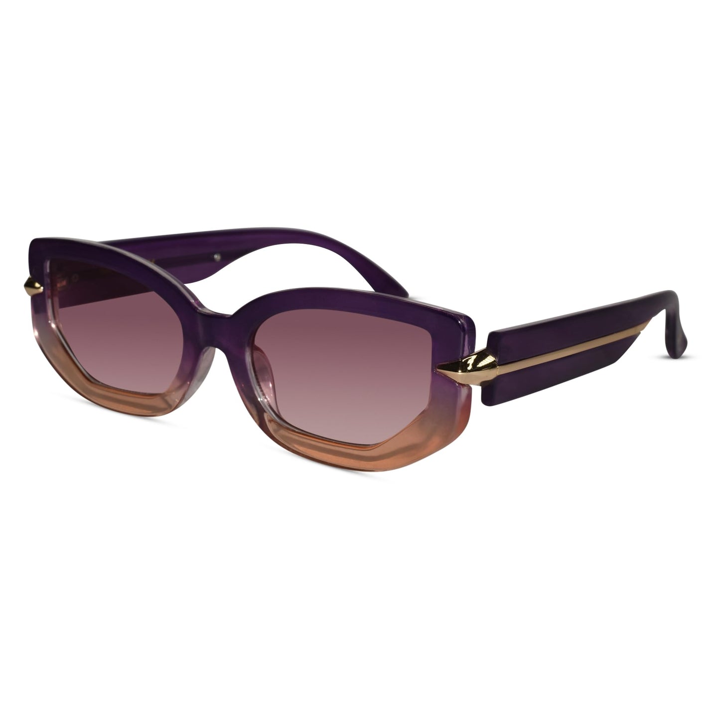 ELINE Rectangular Sunglasses For Men & Women | Branded Stylish Designer Polarized &100% UV Protection Glasses | PURPLE | ELLH033-PRL