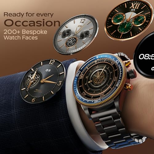 GOBOULT Saber Smart Watch 1.43'' AMOLED Display, Functional Rotating Bezel, AOD, BT Calling, 200+Watchfaces, 700 Nits Brightness, AI Voice Assistant, SpO2 Monitoring, 120+ Sports Mode (Metal Black)