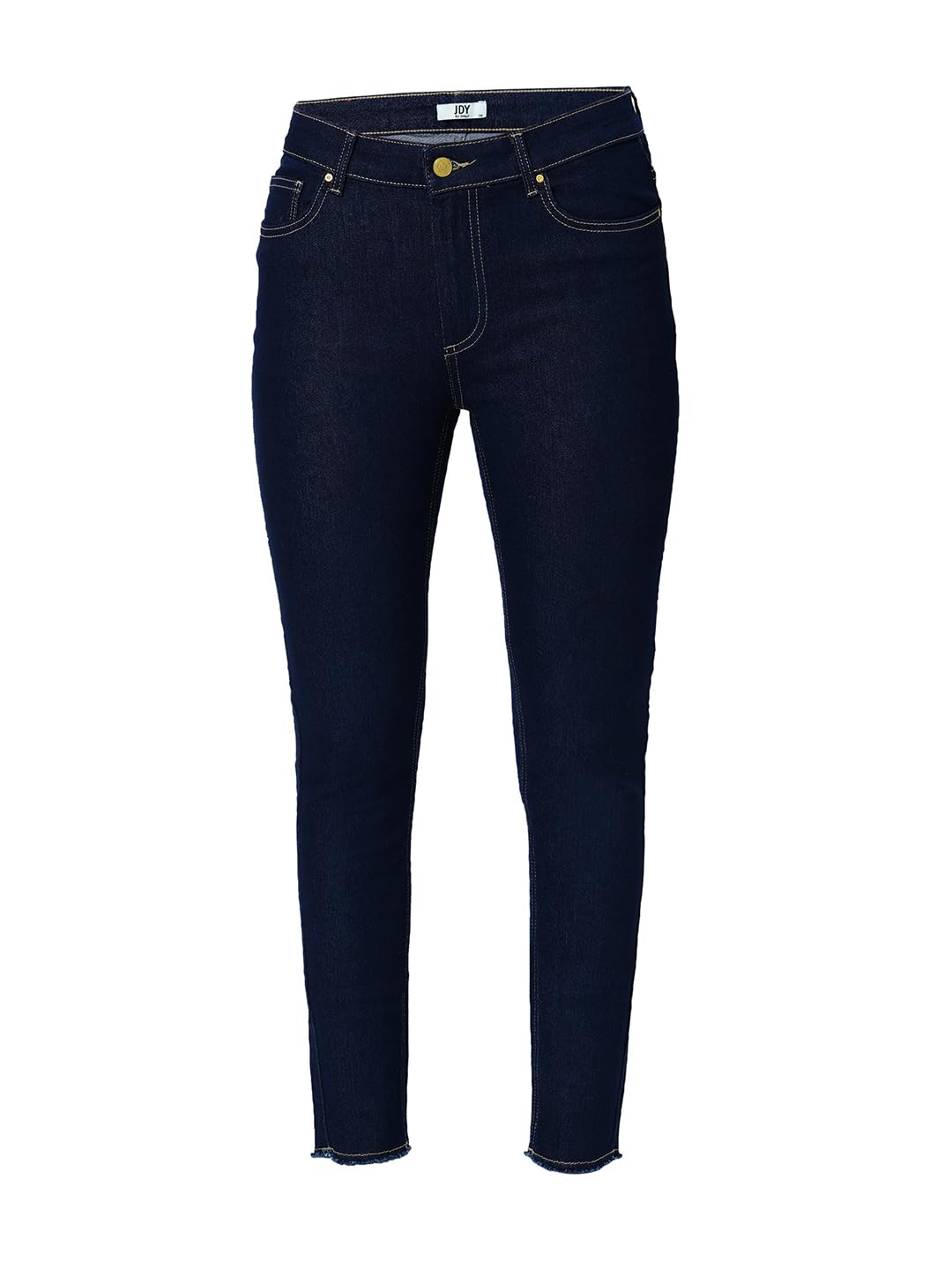 ONLY Women Solid Cotton Blend Skinny Fit Mid Rise Stretchable Dark Blue Jeans