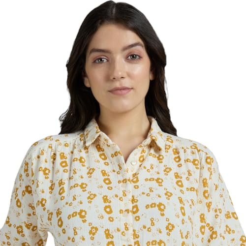 Pepe Jeans Women's Relaxed Fit Shirt (PL305079_Mustard Brown