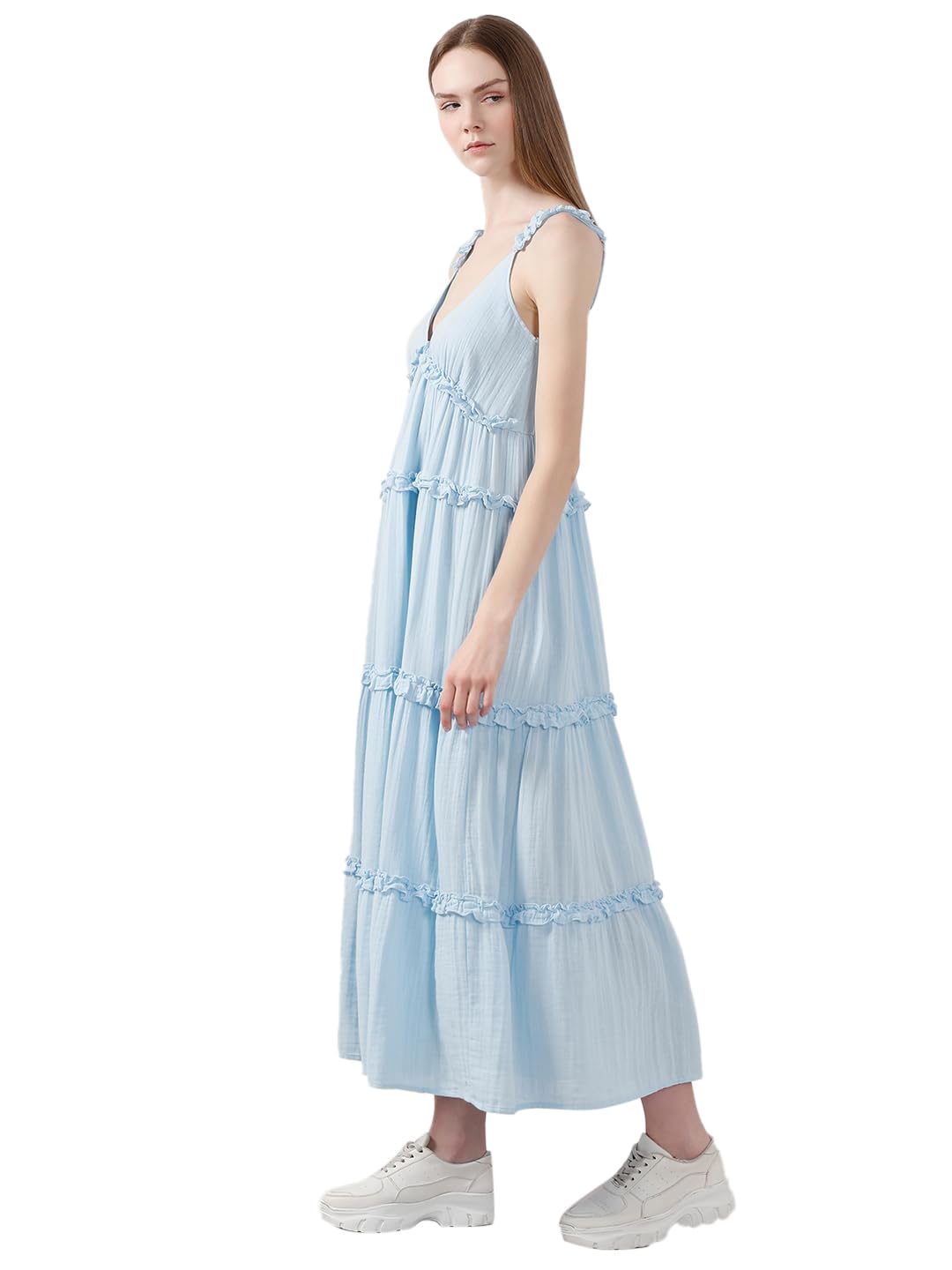 VERO MODA Women's Fit and Flare Blue Dress