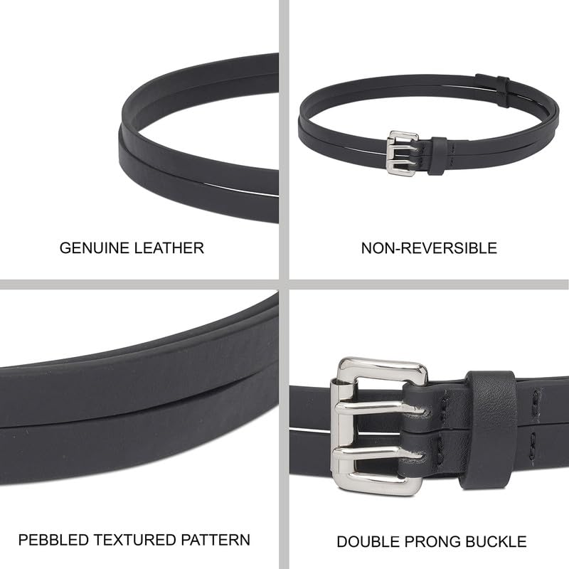 UNITED COLORS OF BENETTON Manon Women Casual Belt - Black, S 70Cm | Pin Closure | Waist Size : 26-31 | Double Prong Buckle With Pebbled Textured