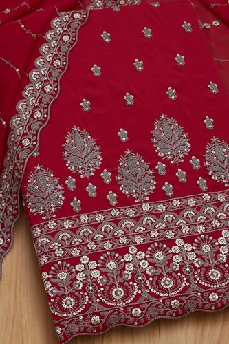 Soch Womens Maroon Crepe Embroidered Unstitched Dress Material With Sequins