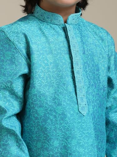 Manyavar Boys Viscose Blend Self Design Kurta Pyjama Set (2pcs)(6-8 years)