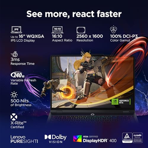 Lenovo Legion Pro 5 2025 Intel Core i9-14900HX | NVIDIA RTX 5070 8GB (32GB RAM/1TB SSD/WQXGA IPS/240Hz/16 (40.6cm)/Windows 11/Office 2024+AI Now/Black/2.4Kg), 83NN003CIN AI Powered Gaming Laptop