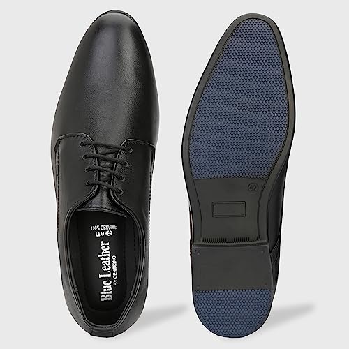 Blue Leather By Centrino Lace-up Men's Formal Shoe | Stylish with Soft Cushioned Insole | Trendy Lace-Up Design | Durable Leather with Anti-Skid Sole | Perfect for Formal Wear_3914-1_Black_6