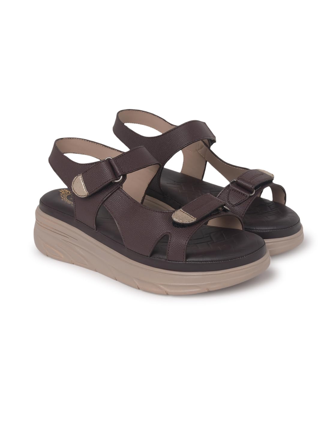 Shoetopia Women’s Brown Comfort Sandals | Lightweight Orthopedic Wedge Sandals with Adjustable Straps & Cushioned Sole for Casual Daily Footwear EU36