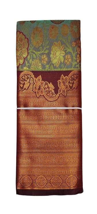 VFCollections Women's Kanchipuram Silk Pure Pattu Sarees With Blouse (VFC034-4)