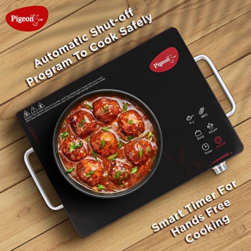 Pigeon Radiant Infrared Cooktop 2000 Watt, Compatable for all cooking utensils, Black, Medium