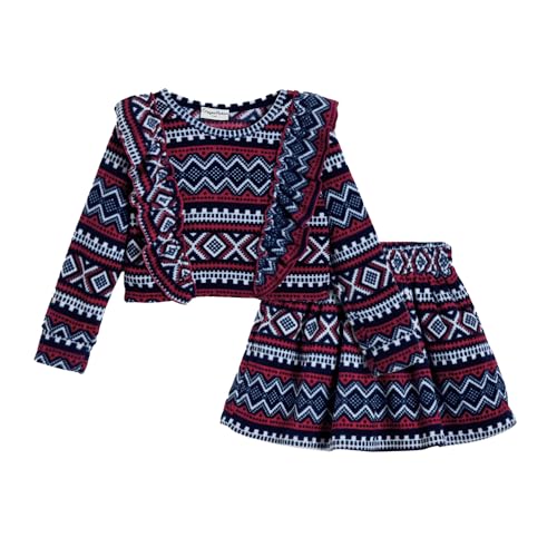 Hopscotch Girls Full Sleeves Multi 2-Pc Geometric Skirt Set For Age (4-5 Years)