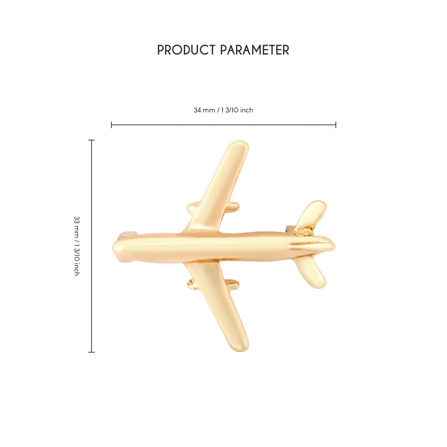 UJOY Lapel Pins Brooch Fashion Design Airplane in Gold for Gentlemen