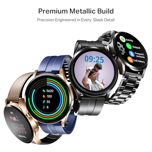 boAt Chrome Horizon, Premium Metal Body, Video Watch Faces, 1.51”(3.83cm) AMOLED Round Display, HRV & VO2 Max, Auto-Activity Detection, ASAP Charge, HRV Smartwatch for Men & Women (Coco Brown)