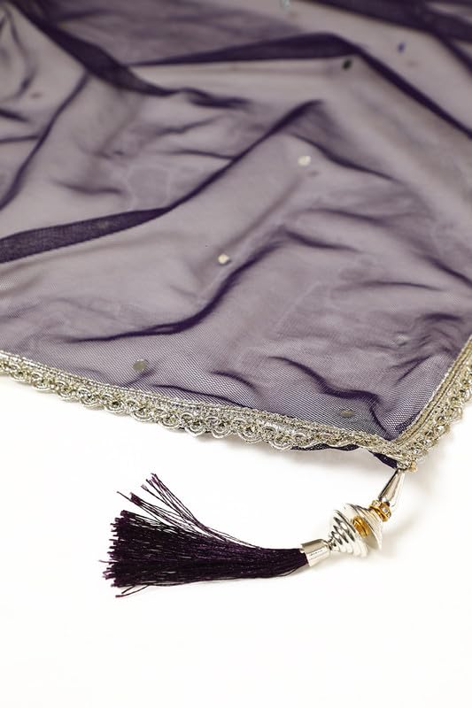 Soch Womens Purple Georgette Blend Embroidered Gown with Sequins